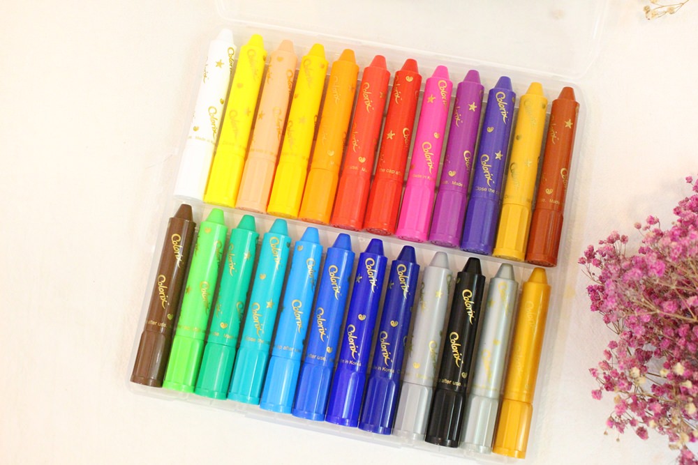 【育兒】韓國AMOS水蠟筆24色～旺財的第三盒蠟筆！(真的很好畫，難怪媽媽界超推薦~)