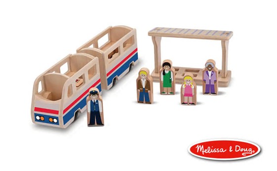 美國瑪莉莎Melissa Doug火車月台木製玩具車