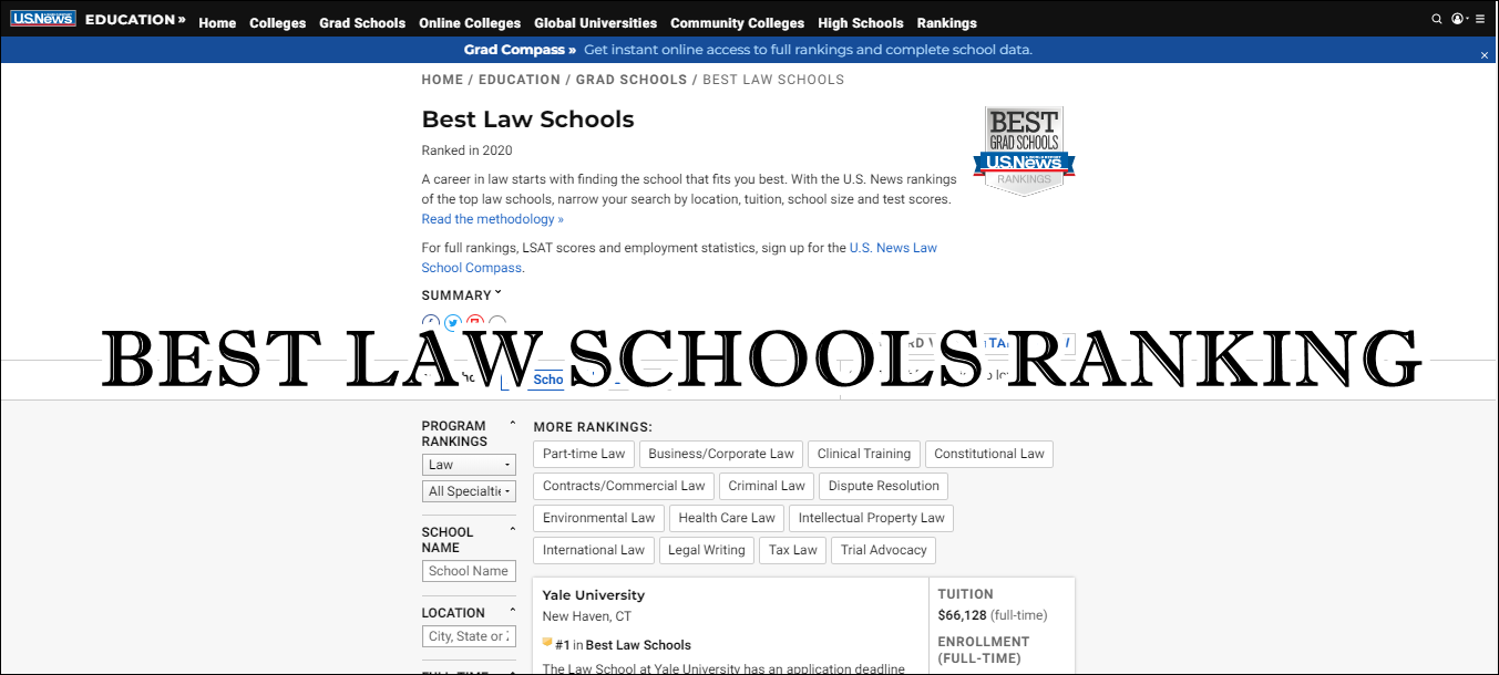 【LLM留學準備】Best Law Schools Ranking~全美法學院排行榜