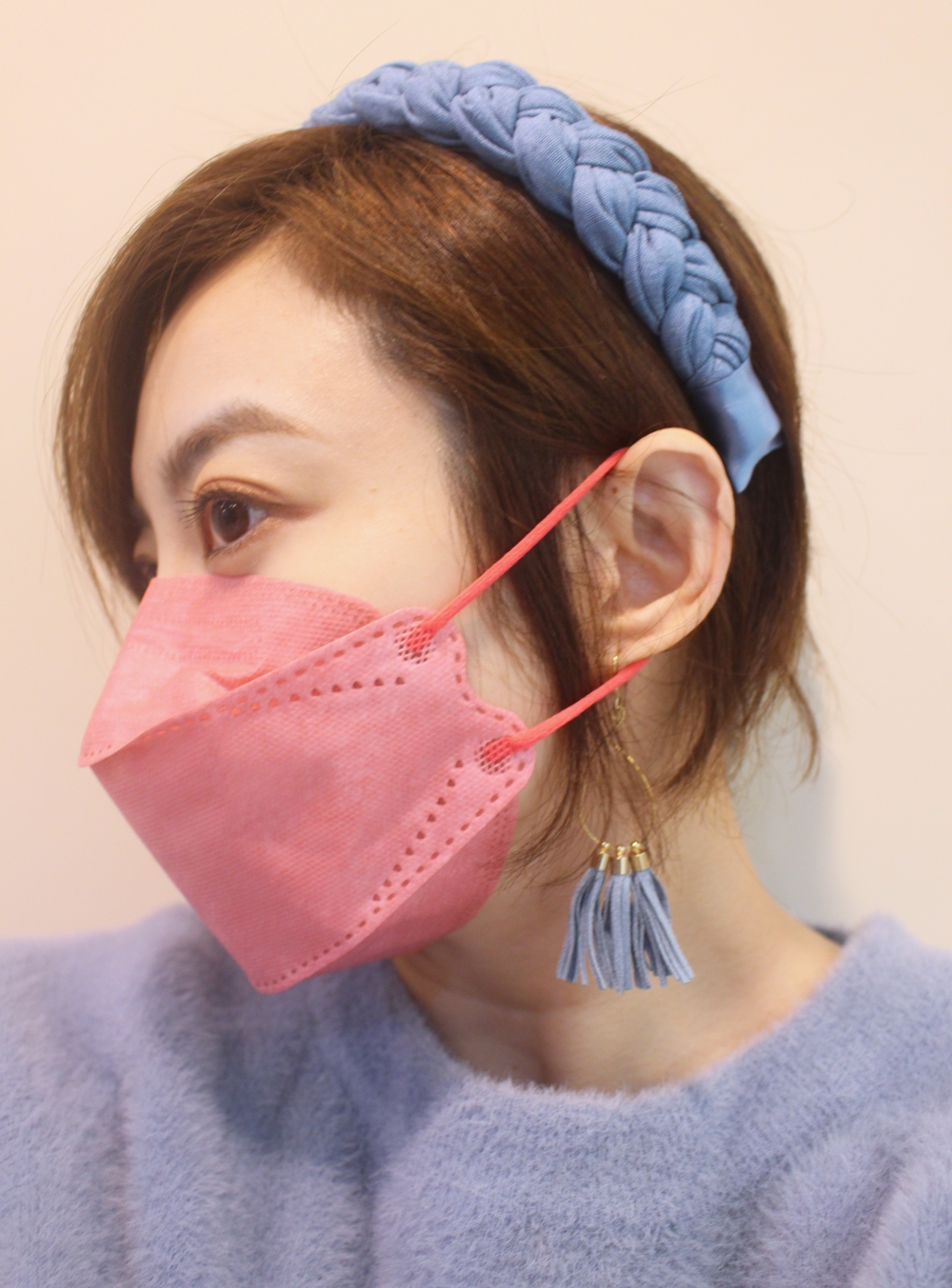 福德好罩韓式4D立體魚型口罩推薦 浪漫玫瑰 粉紅色魚型口罩側面鬆緊帶