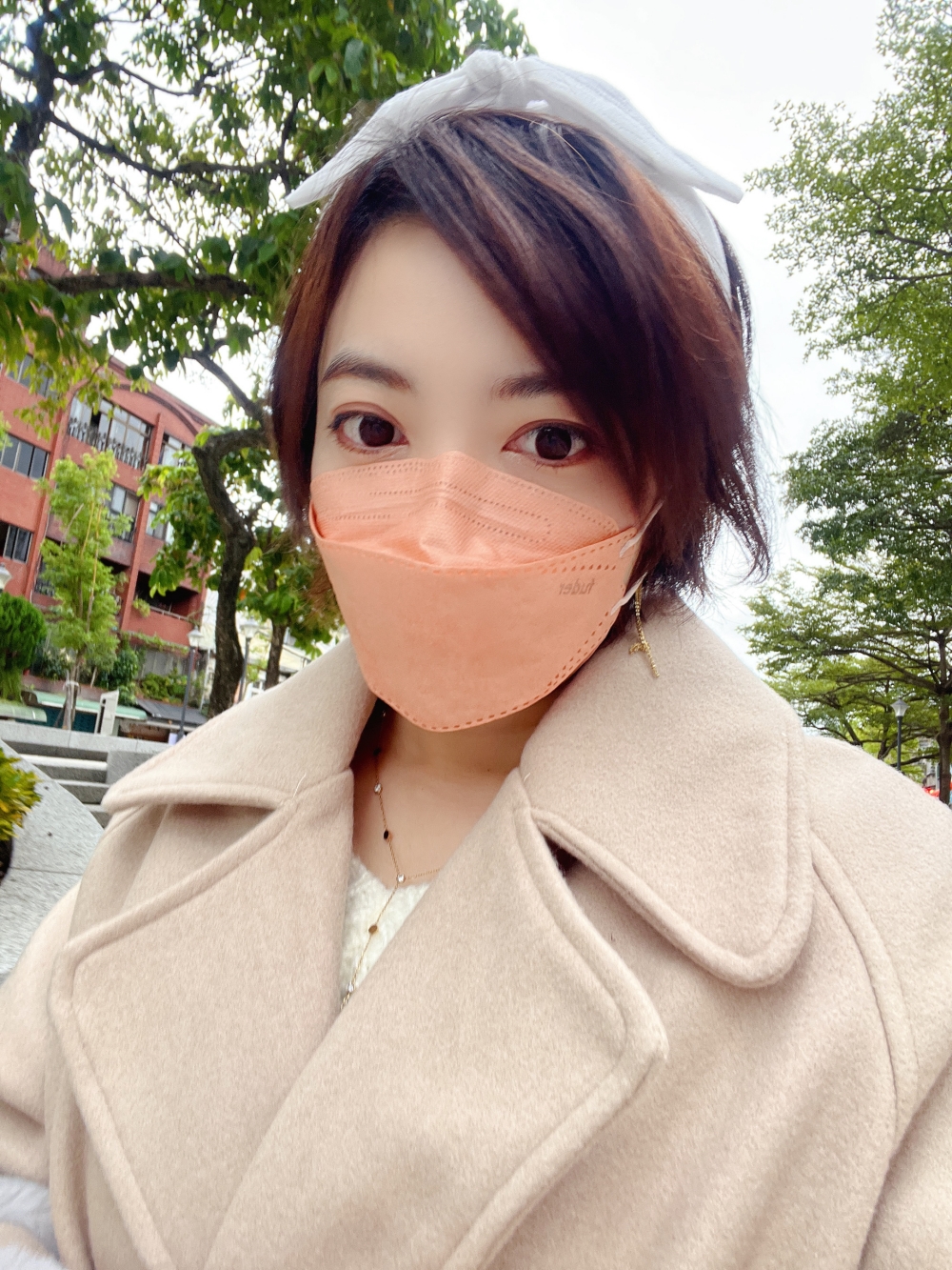 福德好罩韓式4D立體魚型口罩 蜜糖奶茶 粉橘色魚型口罩實戴