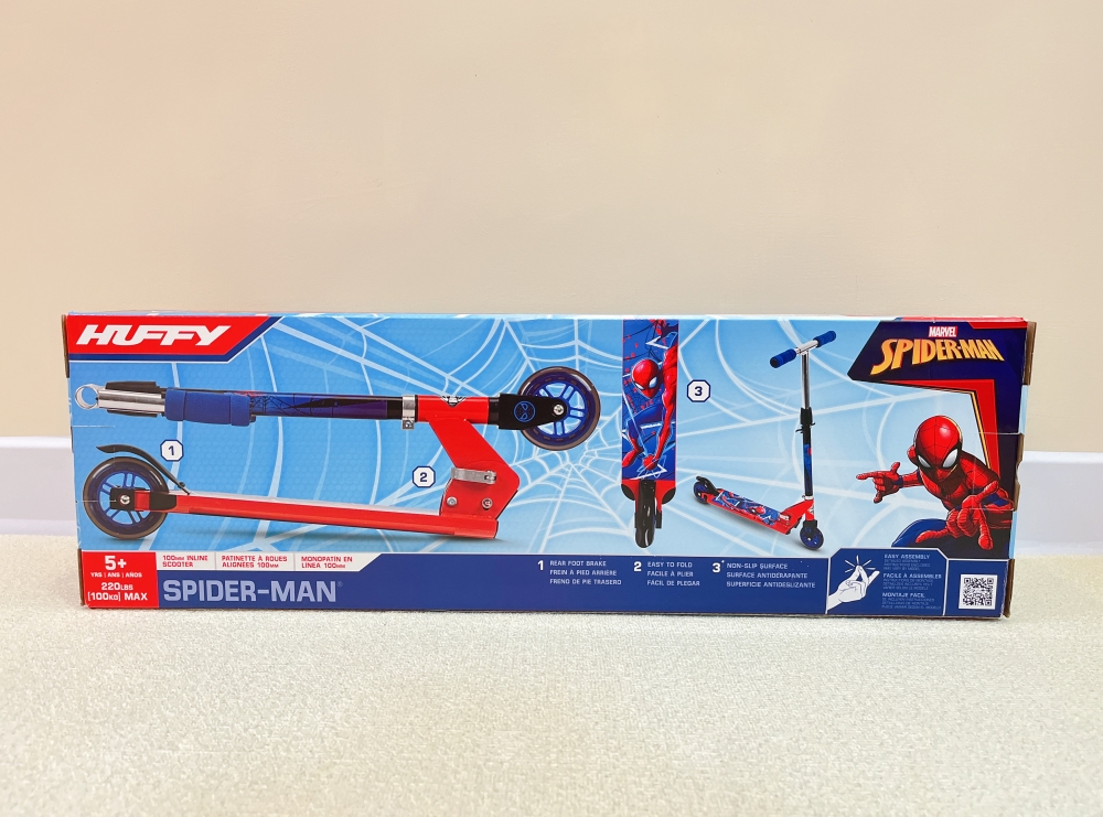 兒童節禮物推薦美國HUFFY蜘蛛人滑板車外盒