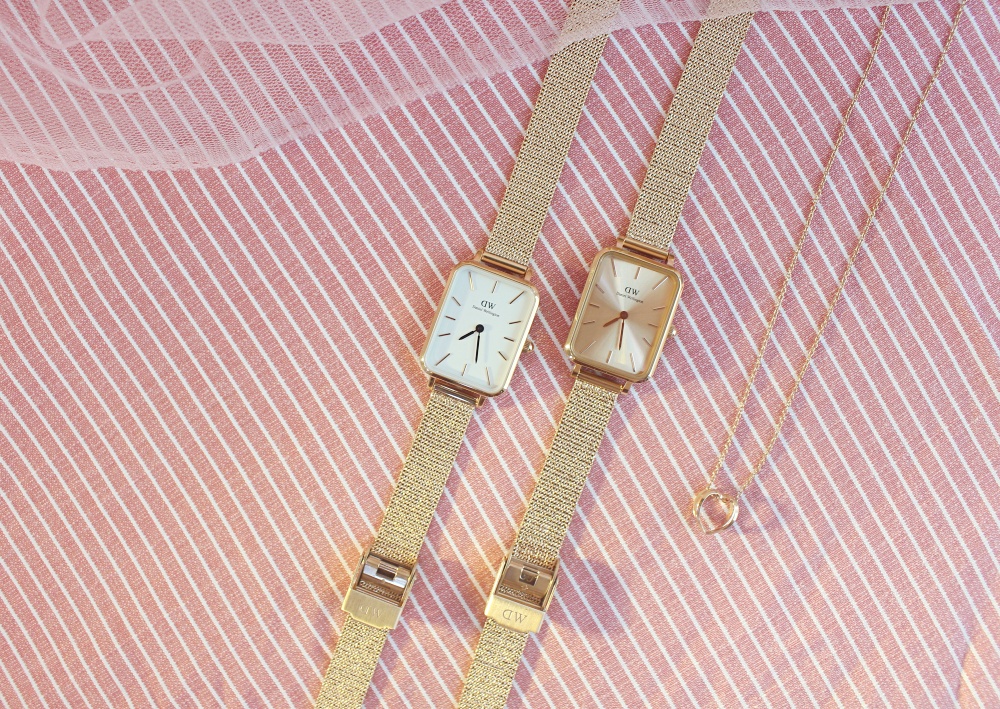 DW小方錶 QUADRO PRESSED白色錶殼與金色錶殼比較