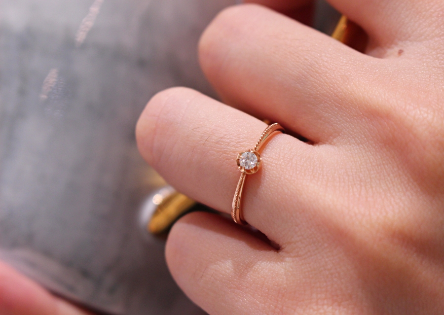 hermosa艾莫莎輕珠寶 玫瑰單鑽戒指10分鑽石戒指