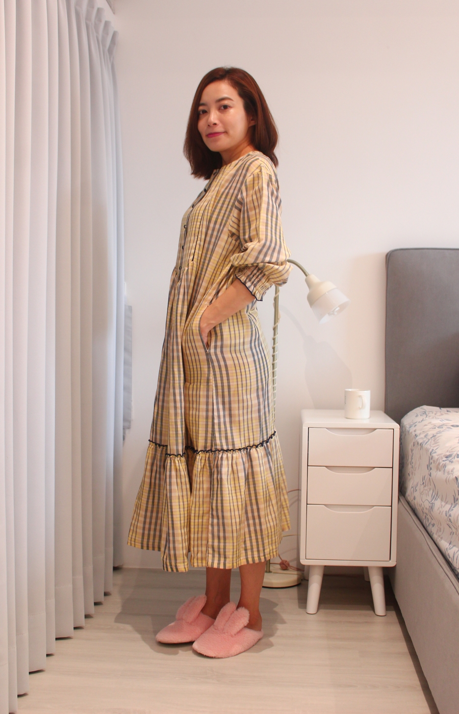 Kanaii Boom 公主風格紋純棉長洋裝拼接的裙襬我覺得很美