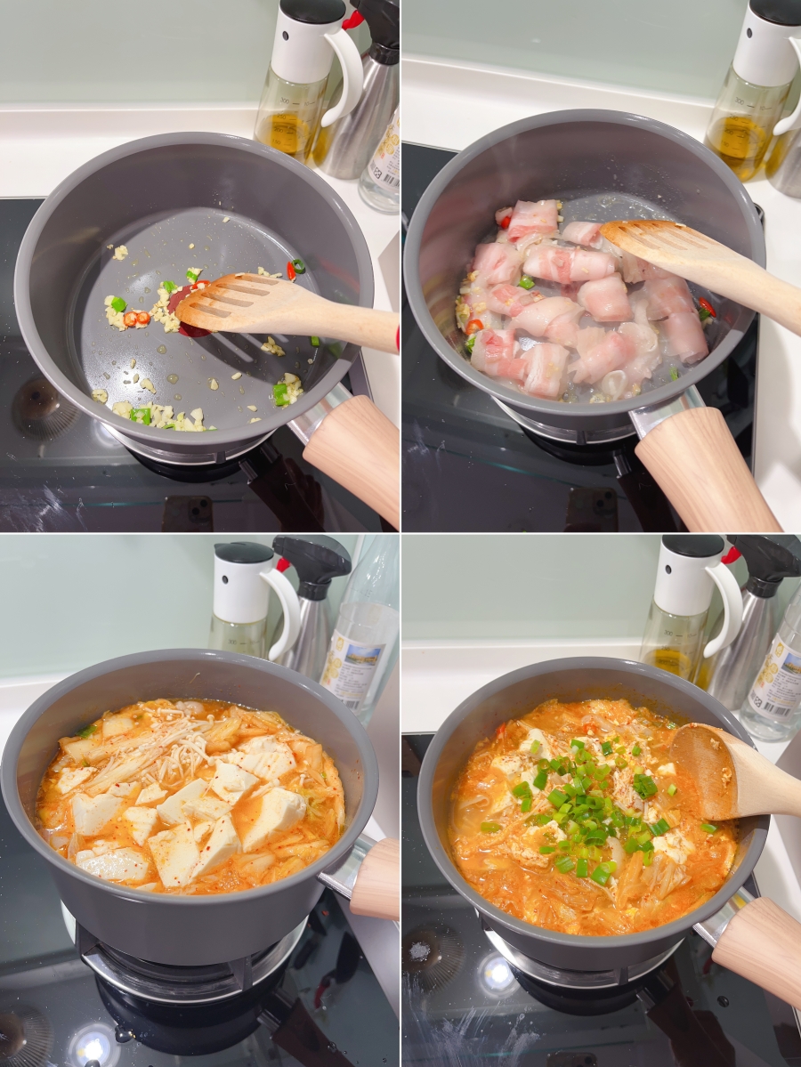 用Tefal法國特福綠生活陶瓷不沾鍋湯鍋來煮韓式豬肉泡菜豆腐湯食譜分享