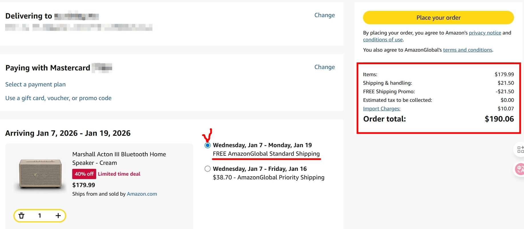 【Amazon美亞教學】Marshall Acton III趁亞馬遜黑五便宜拿下!新家的夢幻音響~ Amazon結帳教學:Marshall喇叭預收關稅Import Fees Deposit與免運費設定