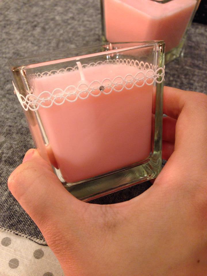 大創好物Daiso Japan 小資女孩的婚禮佈置-夢幻蕾絲水鑽粉紅婚禮蠟燭DIY (1)