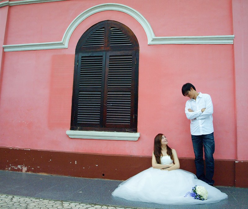 自己拍婚紗-越南自助婚紗-胡志明市粉紅教堂新定教堂西貢耶穌聖心堂拍婚紗-淘寶婚紗 (142)