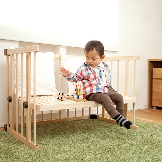 färska-日本farska嬰兒床-Bed side bed-親子共寢多功能嬰兒床-無印良品風日系風嬰兒床原木色系-透氣好眠可攜式床墊組-COMPACT BED (5911)