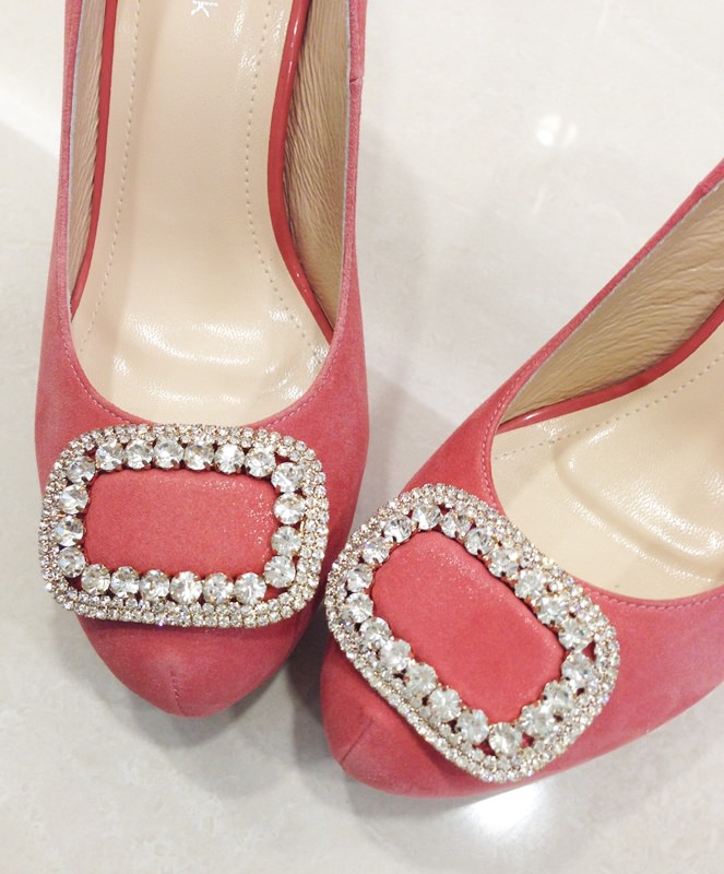 訂婚鞋-wedding shoes-engagement-bo derek-百貨公司-粉紅方鑽高跟鞋 (13)