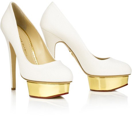 Charlotte Olympia Dolly canvas White pumps