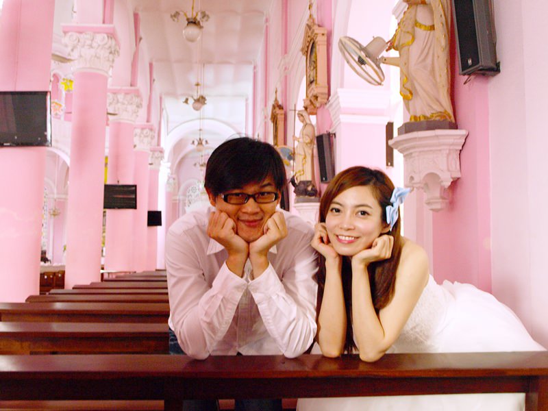 自己拍婚紗-越南自助婚紗-胡志明市粉紅教堂新定教堂西貢耶穌聖心堂拍婚紗-淘寶婚紗 (117)