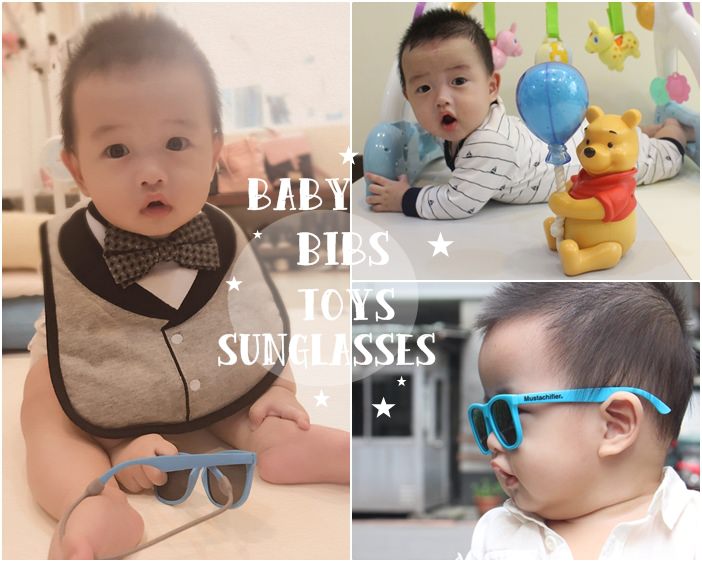 【育兒】男寶寶的拍照配件：美國Frenchie小紳士領帶/領結圍兜兜+Mustachifier嬰兒太陽眼鏡(同場加映維尼星空投影音樂鈴)