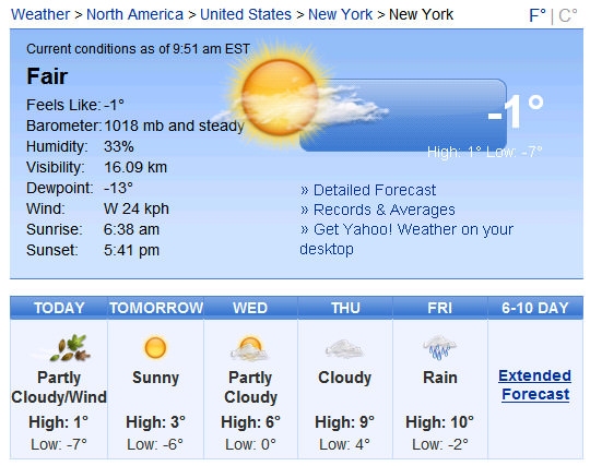 NYC未來一週天氣狀況